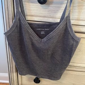 American eagle grey waffle knit tank top